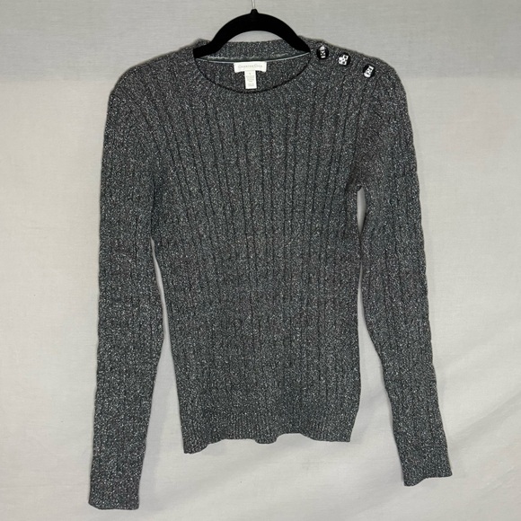 Charter Club Sweater Womens Small Silver Metallic Knitted‎ New Years Holiday - Picture 1 of 6